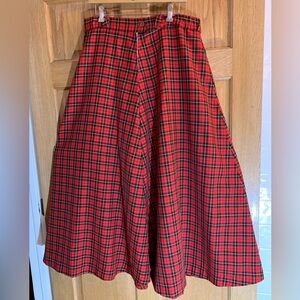 Vintage Red Black Yellow Tartan Plaid Maxi Skirt Dress Med. 17” Waist 40" Long